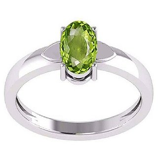                       Lab Certified Natural Stone Peridot Silver  Plated Ring For Astrological Purpose By CEYLONMINE                                              