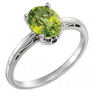                       CEYLONMINE- 5.25 Carat Natural Peridot Stone Ring Silver Plated Unheated & Untreated Stone Ring                                              