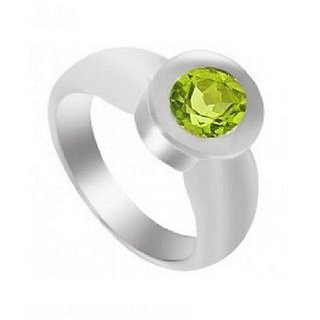                       Natural Stone Peridot 6.25 Ratti Silver Plated Ring For Unisex By Ceylonmin                                              