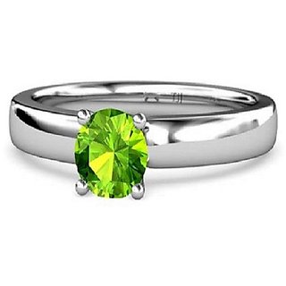                       Lab Certified Peridot Silver Plated Ring Unheated Stone 5.25 Ratti Ring For Astrological Purpose By CEYLONMIONE                                              