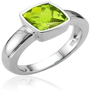                       Unheated & Untreated Stone 6.25 Ratti Peridot Silver  Plated Ring Original Stone Ring By CEYLONMINE                                              
