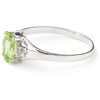                       Certified Peridot  Silver  Plated Ring Unheated Stone 5.25 Ratti Ring For Astrological Purpose By CEYLONMIONE                                              