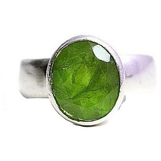                       Natural Stone Peridot Ring Silver Plated Adjustable Peridot G                                              
