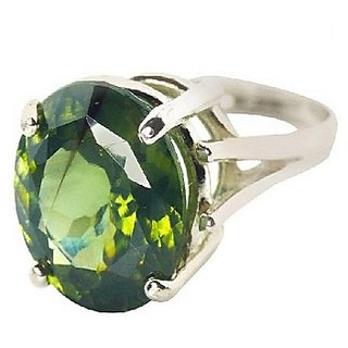                       Unheated & Untreated Stone Peridot Silver Plated Ring Original 5.75 Carat Peridot Stone Ring By CEYLONMINE                                              