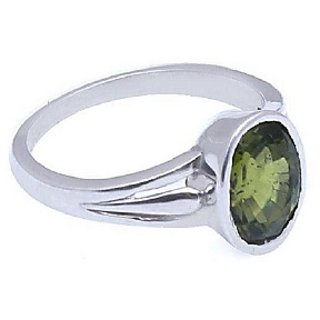                       Natural Stone Peridot 6.25 Ratti Silver Plated Ring For Unisex BY CEYLONMINE                                              