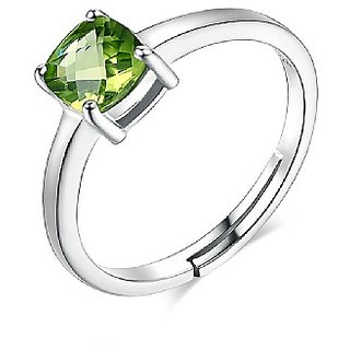                       Natural Peridot  Gemstone Silver Plated Ring BY CEYLONMINE                                              