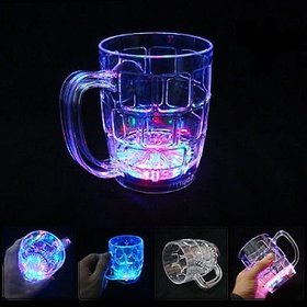 SCORIA Fibre Glass Beer Mug With Inductive Rainbow Color Disco Led 7 Colour Changing Liquid Activated Lights Multi Purp