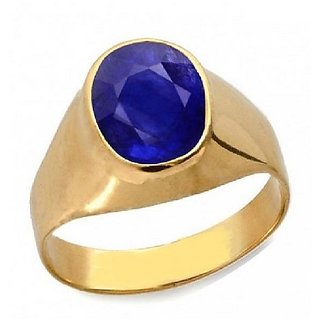                       Blue Sapphire Stone 5.25 Carat Natural Gemstone Ring Gold Plated By Ceylon                                              