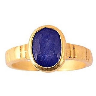                      Blue Sapphire 6.25 Ratti Natural Gemstone Ring Gold  Plated For Astrological Purpose By CEYLONMINE                                              