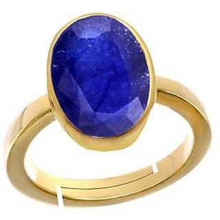                       Natural Blue Sapphire Gemstone Ring Gold Plated For Astrological Purpose B                                              