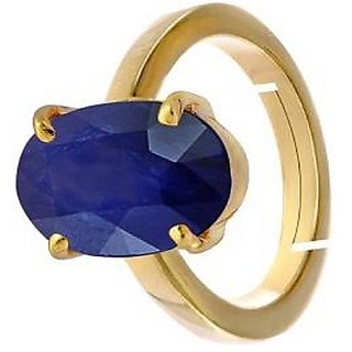                       Natural Blue Sapphire Gold Plated Ring Original & Unheated Stone Ring By CEYLONMINE                                              