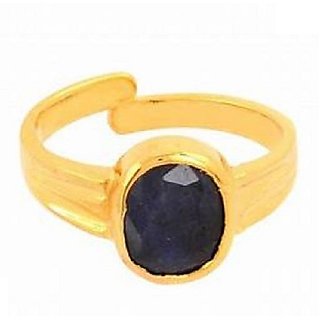                       Precious Blue Sapphire Stone 5.25 Carat Gemstone Gold Plated Ring By Ceylo                                              