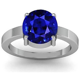                       Lab Certified Natural Stone Blue Sapphire Silver Plated Adjustable Ring  By CEYLONMINE                                              
