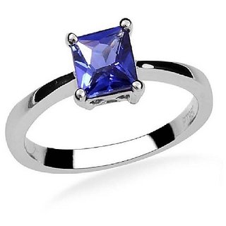                       Natural Stone Blue Sapphire 6.25 Ratti Silver Plated Ring For Unisex BY CEYLONMINE                                              