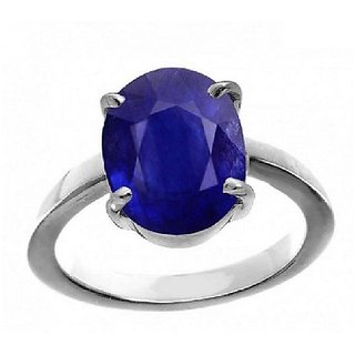                       Original & Lab Certified Blue Sapphire Silver Plated Ring Unheated Stone  Ring For Astrological Purpose By CEYLONMIONE                                              