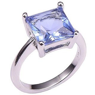                      Semi-Precious Stone Blue Sapphire 5.25 Ratti Silver Plated Ring Original & Lab Certified Gemstone Ring BY CEYLONMINE                                              