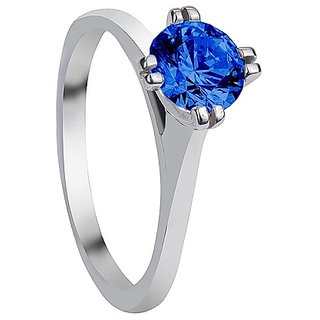                       Original & Lab Certified Blue Sapphire Stone  Silver Plated Ring Unheated Stone 6.25 Ratti Ring For Astrological Purpose By CEYLONMIONE                                              