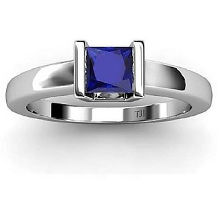                       CEYLONMINE- Original Stone Blue Sapphire Silver Plated Ring For Astrological Purpose                                              