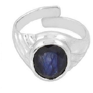                       Blue Sapphire Siver Plated Ring Unheated Effective Stone Silver Plated Rin                                              