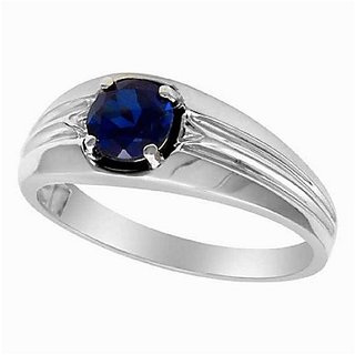                       Lab Certified Natural Stone Blue Sapphire Silver  Plated Adjustable Blue Sapphire Gemstone Ring By CEYLONMINE                                              