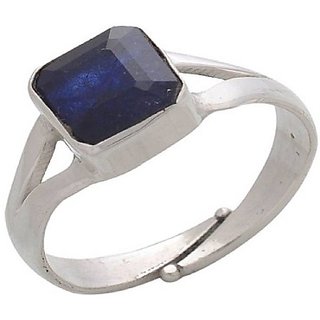                       Natural Blue Sapphire Stone Silver Plated Ring Certified Stone Bl                                              