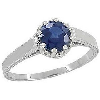                       Blue Sapphire Gemstone Silver Plated Ring Certified Stone Ring B                                              