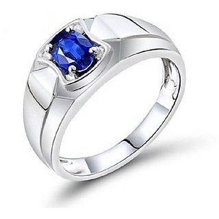                       Lab Certified Natural Stone Blue Sapphir 7.50 Ratti  Ring Silver Plated Adjustable Neelam Gemstone Ring By CEYLONMINE                                              