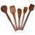 Pack of 5 Kitchen Wooden Skimmer and Serving Spoons, Brown