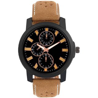                       HRV men brown belt leather watch                                              