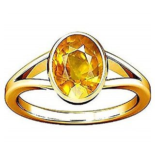                       Yellow Sapphire gold plated ring 5.00 carat Pukhraj stone ring natural certified Stone Ring By CEYLONMINE                                              