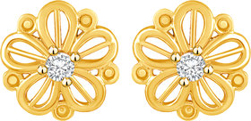 MFJ Fashion Modish Flower Design Brass 1 Gram Gold Plated American Diamond Stud Earring For Women