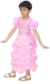 Kaku Fancy Dresses Pink Barbie Princess Gown for Girls