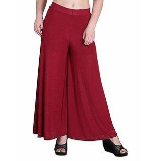                       Plazzo pant or trouser  in Maroon  colour                                              