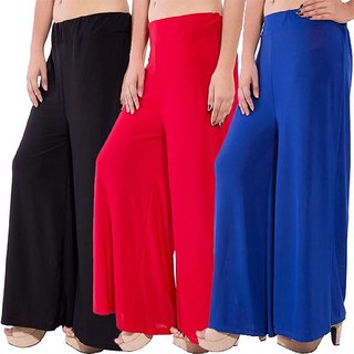                       Riya Combo pack 3  Palazzo  or pant or trousers set (free size)                                              