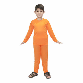                       Kaku Fancy Dresses Plain Track Suit Costume Set for Boys  Girls - Orange                                              