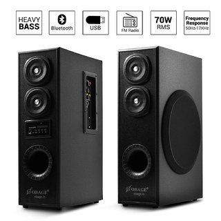 OBAGE DT-2425 Dual Tower Multimedia Speaker System(Black) with Bluetooth USB Double Aux FM MMC