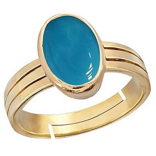                       Turquoise / Firoza Ring Original  Unheated gemstone Firoza / Turquoise gemstone gold plaetd ring lab certified by CEYLONMINE                                              