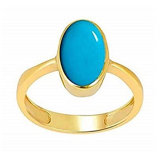                      Turquoise / Firoza Ring Original  Unheated gemstone Firoza / Turquoise gemstone gold plaetd ring lab certified by CEYLONMINE                                              