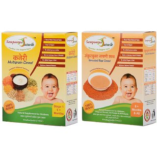 Sampoorna Satwik Multigrain Cereal Stage - 1 and Sprouted Ragi Cereal, 400 Grams (Combo of 2)