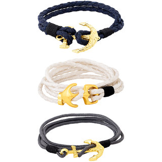 Dare by Voylla Nautical Anchor Thread Bracelet Combo