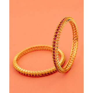 Buy Voylla Gemstones Embellished Gold Plated Bangles Online 1849 from ShopClues