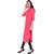 Blancora Women's 3/4th Sleeves Pink Cotton Straight Kurti
