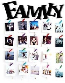 VAH FAMILY Hanging Photo Display Picture Frame Collage Picture Display Organizer with Wood Clips for Wall Decor Hanging Photos Prints and Artwork