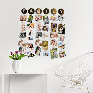 VAH Family Hanging Photo Display Picture Frame Collage Picture Display Organizer with Wood Clips for Wall Decor Hanging Photos Prints and Artwork