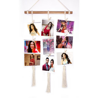 VAH Hanging Photo Display Macrame Wall Hanging Pictures Organizer Home Decor, Bohemian Home Decor, with  Wood Clips