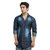 Kandy Casual Regular Fit Dark Blue Denim Shirt for Men