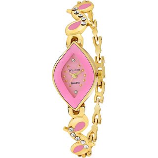 Pink different shap case with diamond meena kundan bracelet beautiful women's Analog Watch Pink different shap case with diamond meena kundan bracelet beautiful women's Analog Watch