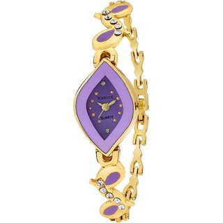                       purple different shap case with diamond meena kundan bracelet beautiful women's Analog Watch                                              