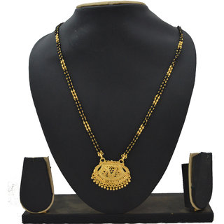RADHEKRISHNA golden color alloy material beautiful long 24 inch mangalsutra with free golden small earrings