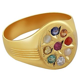                       Original  Lab certified Navaratna Ring Unheated  Untreated Navgrah Gold Plated Ring By CEYLONMINE                                              